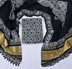 Cotton Black Unstitched Suit