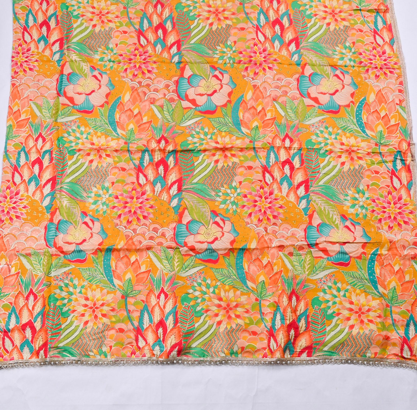 Banarasi Silk Yellow Mustard Unstitched Suit