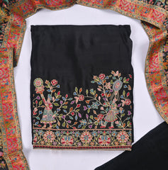 Crepe Organza Black Unstitched Suit