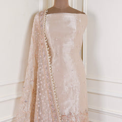 Glass Shimmer Beige Unstitched Suit