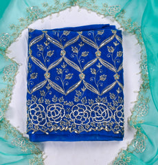 Glass Organza Blue Unstitched Suit