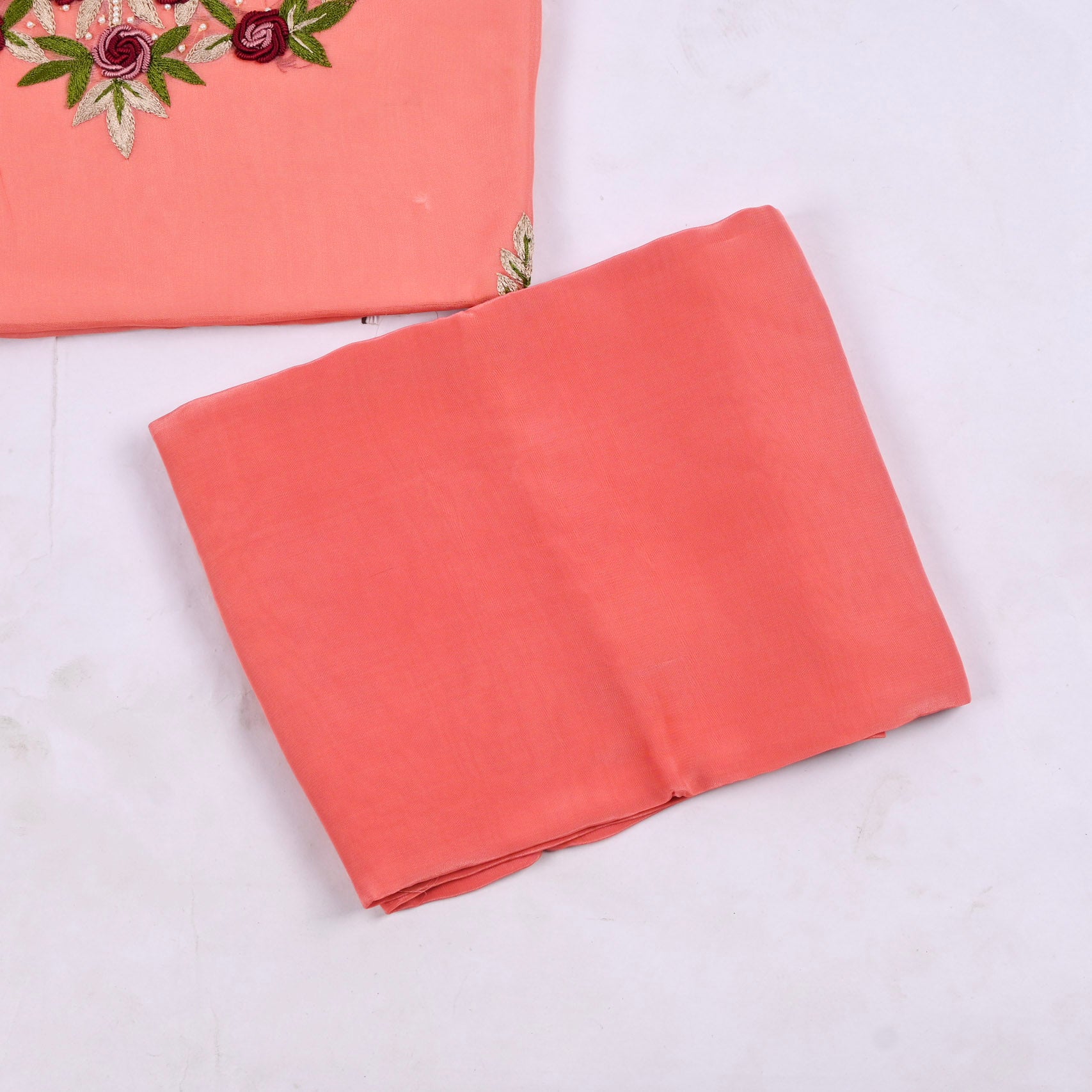 Organza Peach Unstitched Suit
