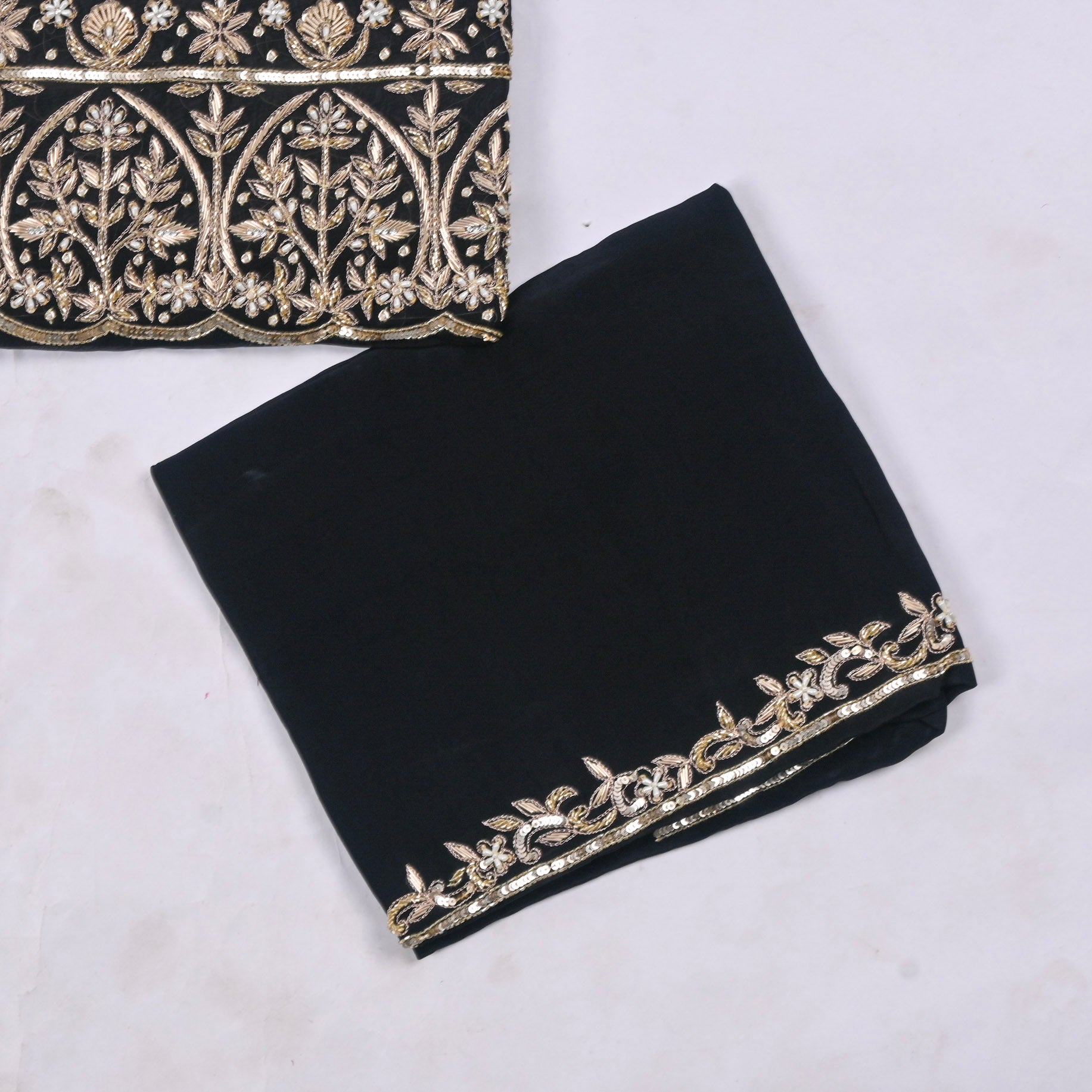 Organza Black Unstitched Suit