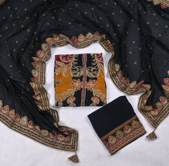 Organza Black Unstitched Suit