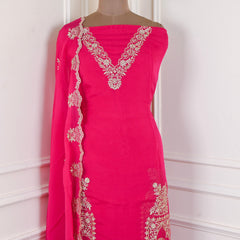 Organza Pink Unstitched Suit