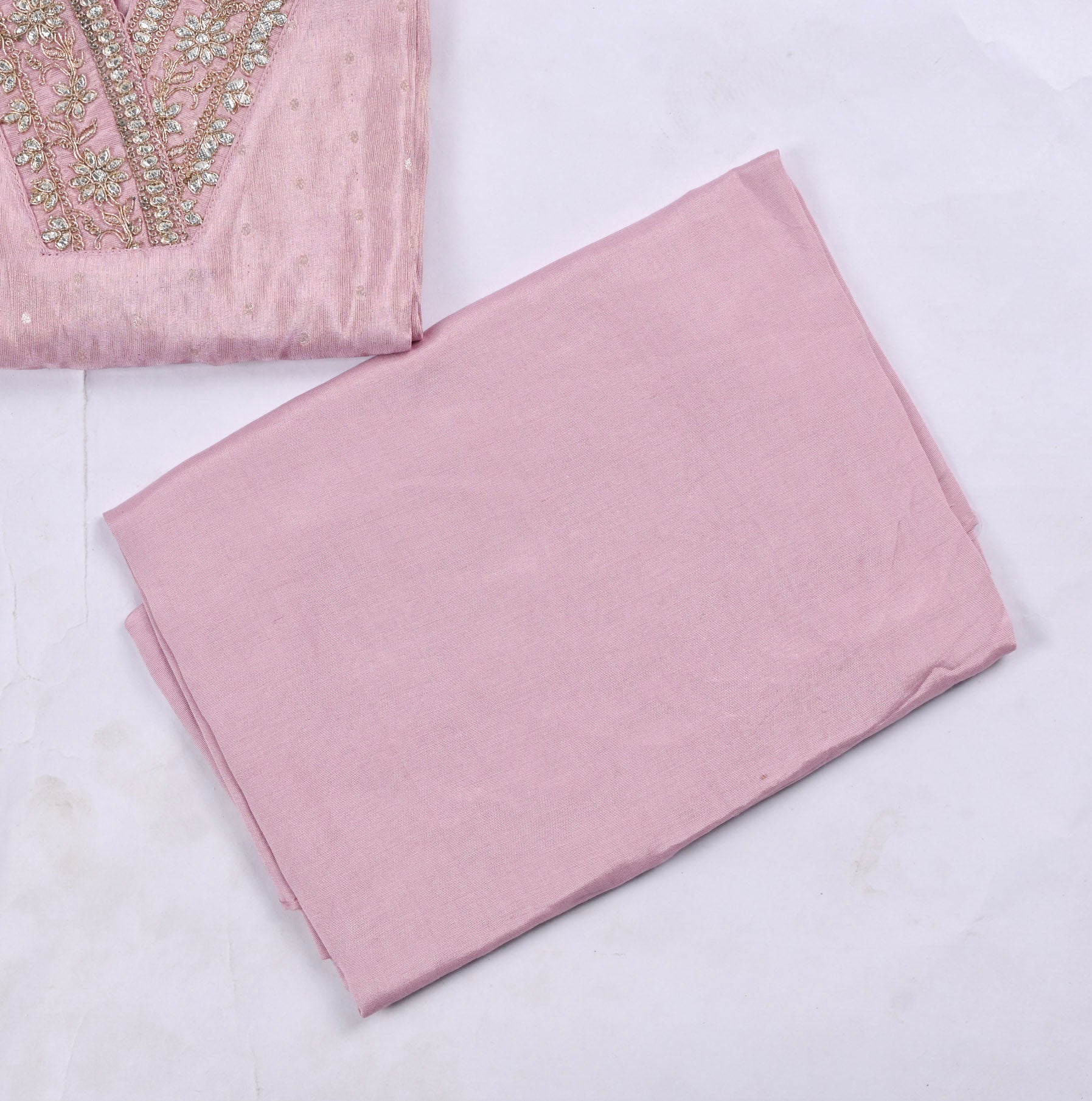 Banarasi Pink Unstitched Suit