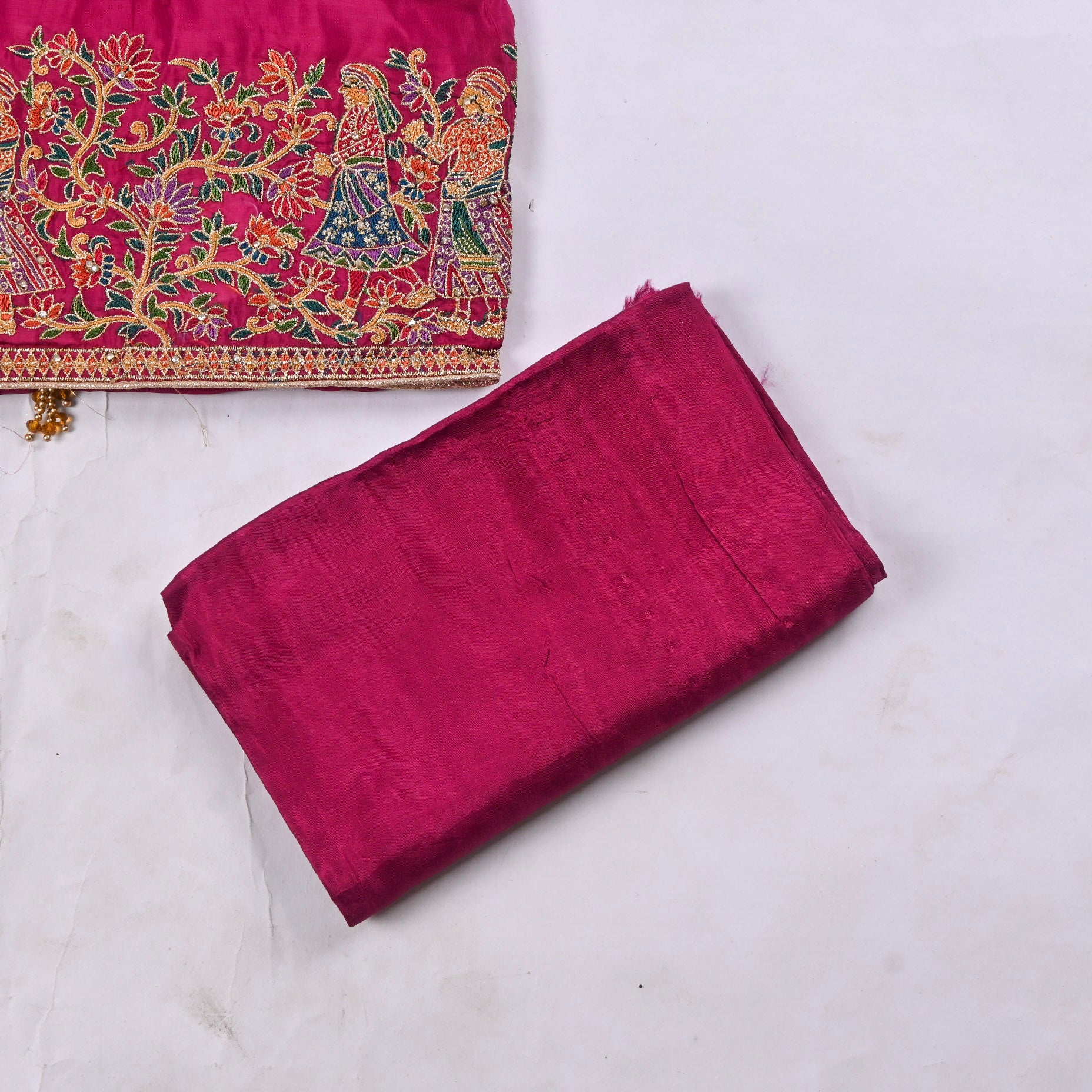 Crepe Silk Wine Unstitched Suit