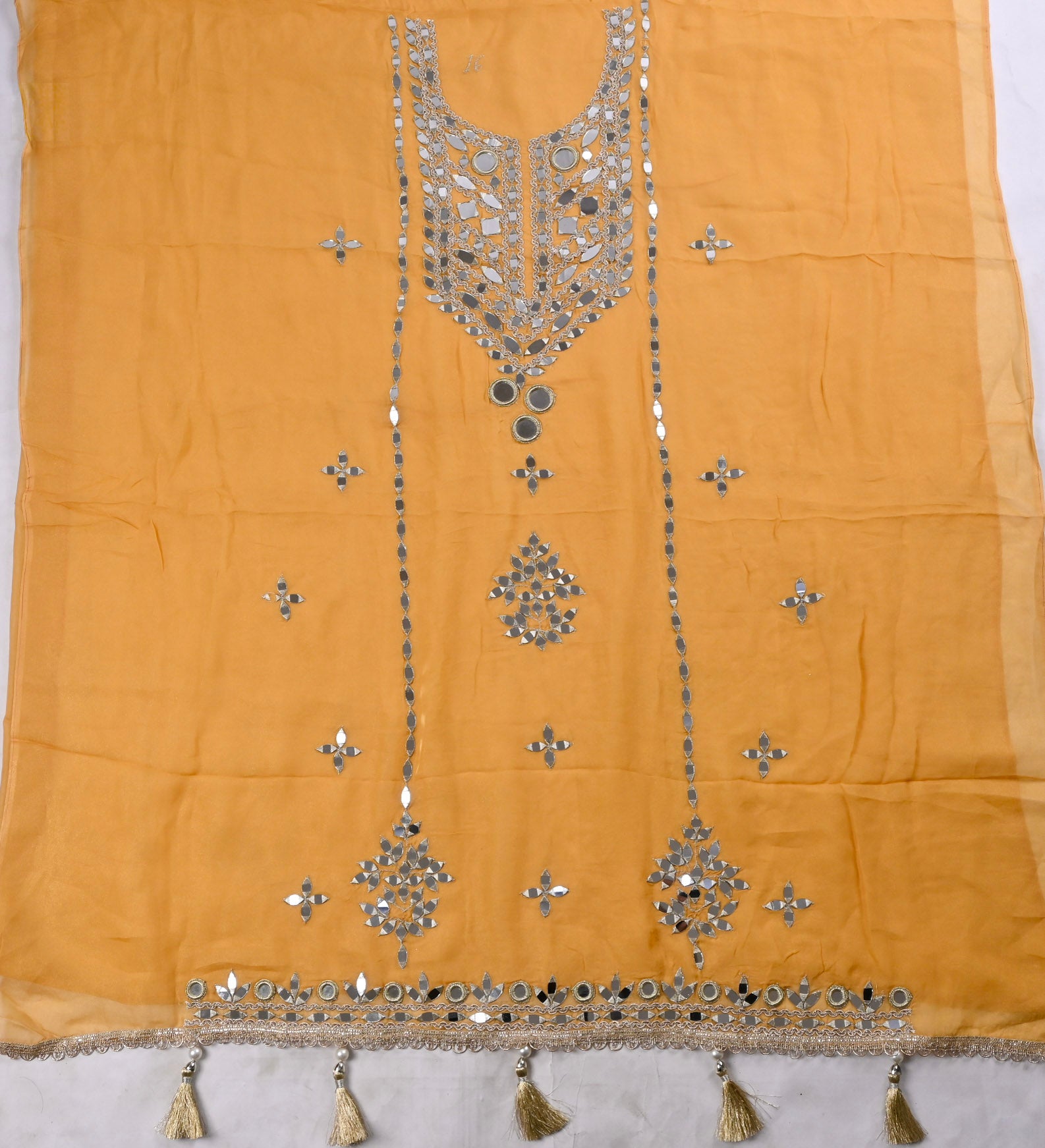 Glass Organza Yellow Unstitched Suit