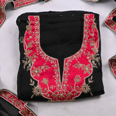 Organza Black Unstitched Suit