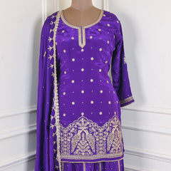 Crepe Purple Lehenga Suit