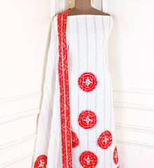 Kora Cotton White Unstitched Suit