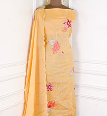 Mul Cotton Yellow Unstitched Suit