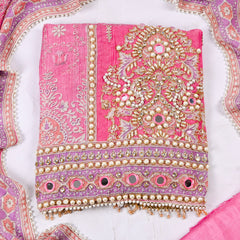 Crush Shimmer Pink Unstitched Suit