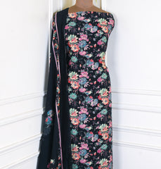 Muslin Black Unstitched Suit