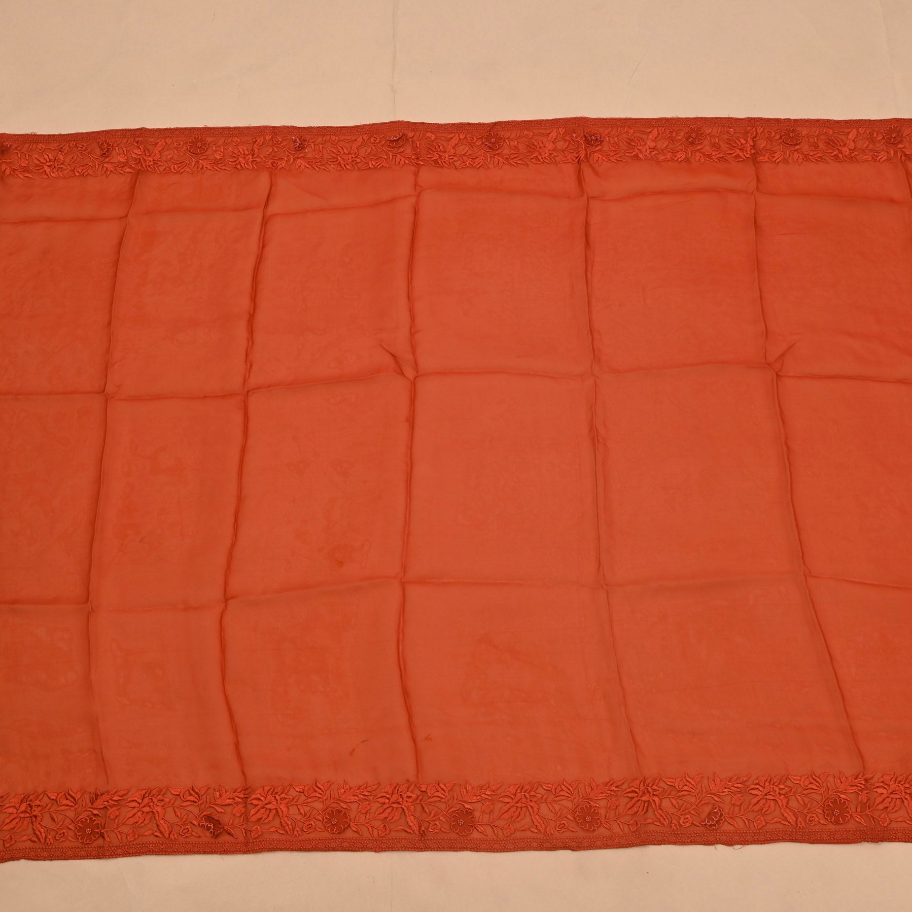 Organza Rust Unstitched Suit