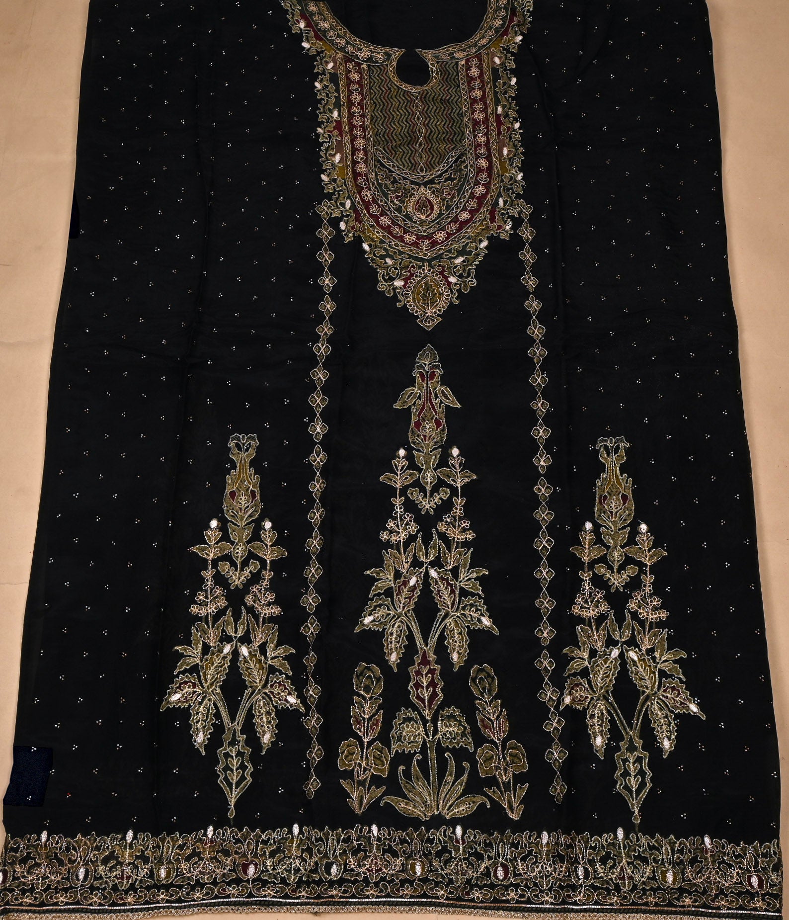 Organza Black Unstitched Suit