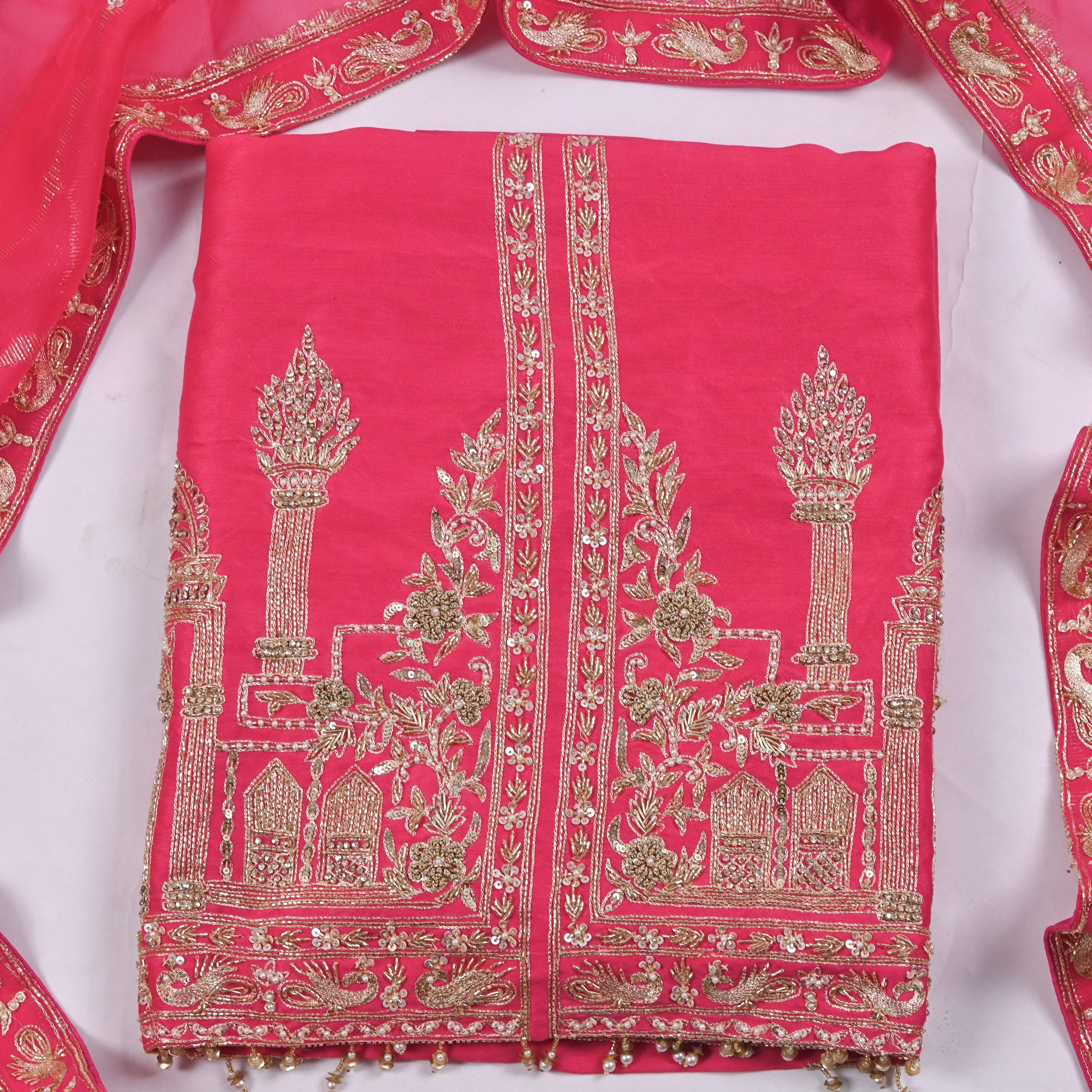 Khadi Pink Unstitched Suit