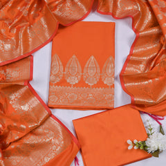 Silk Orange Unstitched Suit
