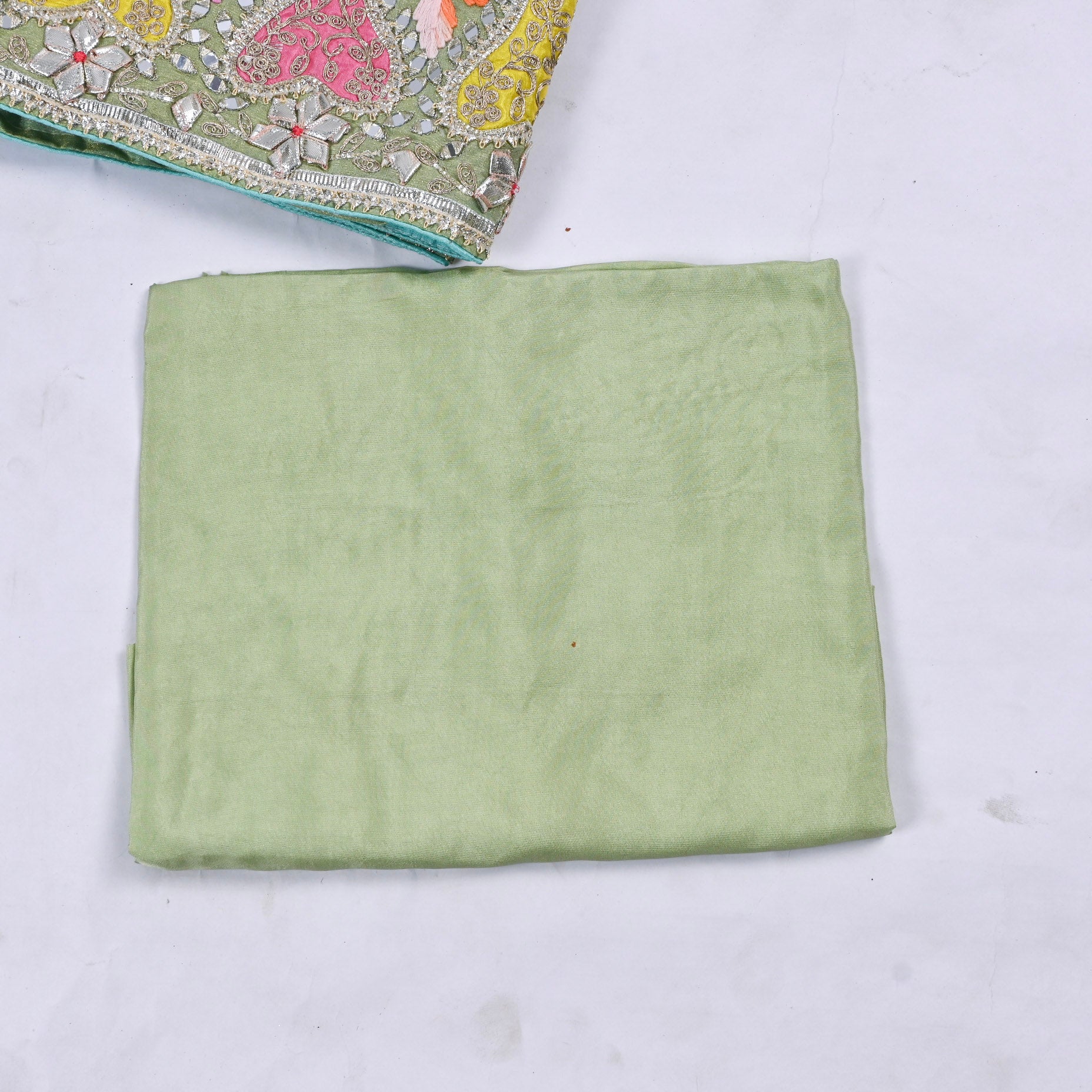 Shimmer Pista Green Unstitched Suit