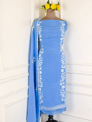 Organza Powder Blue Unstitched Suit