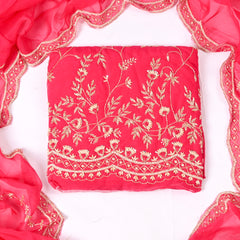 Organza Magenta Unstitched Suit