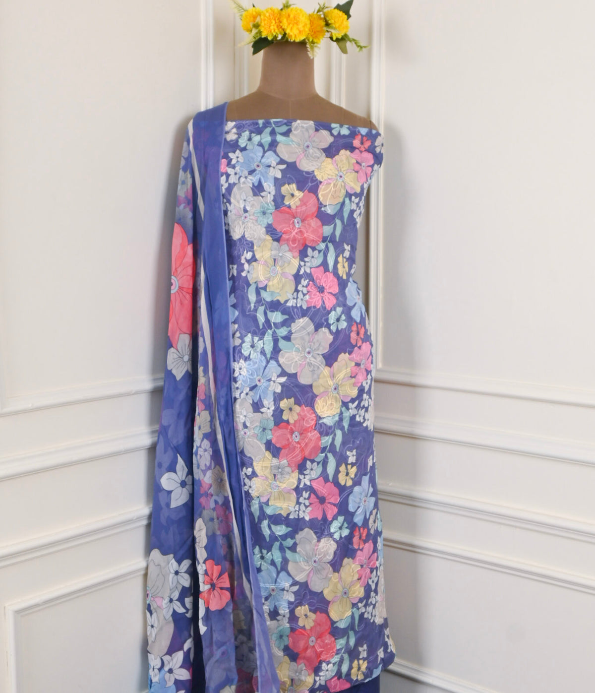 Georgette Purple Unstitched Suit