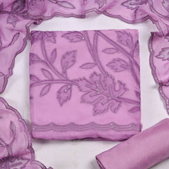 Organza Lavender Unstitched Suit