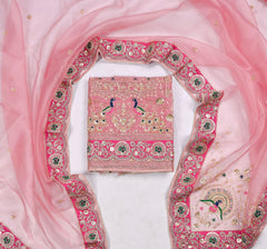 Glass Shimmer Pink Unstitched Suit
