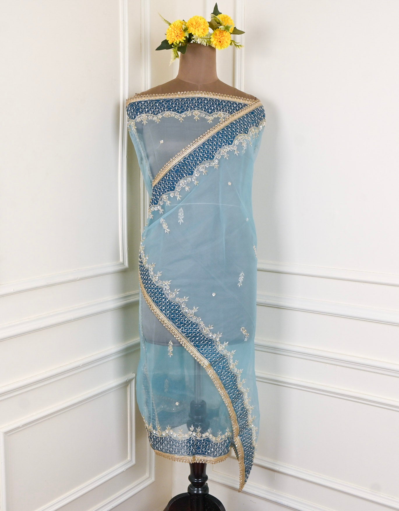 Glass Sky Blue Unstitched Suit
