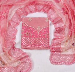 Glass Shimmer Pink Unstitched Suit