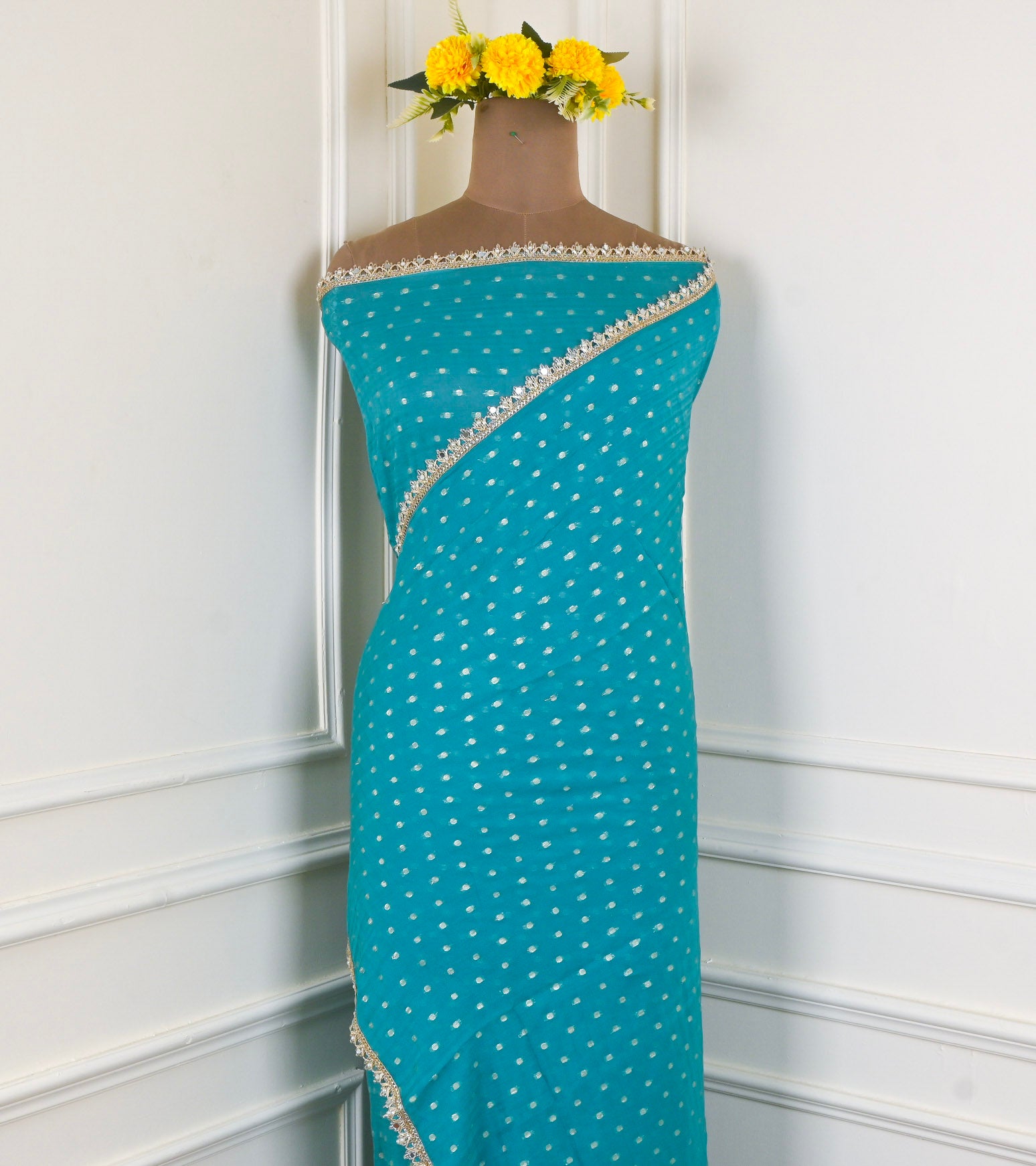 Crepe Sky Blue Unstitched Suit