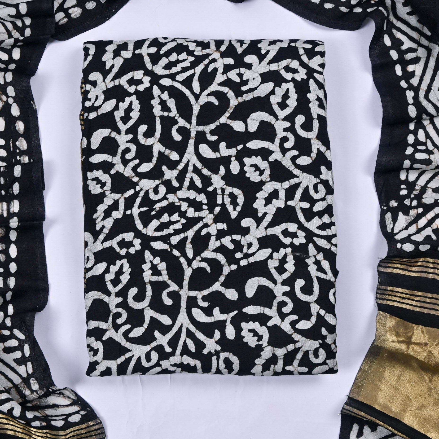 Cotton Black Unstitched Suit