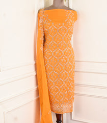 Organza Yellow Unstitched Suit