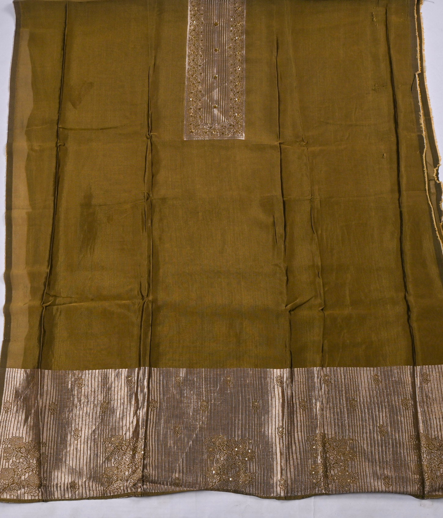 Banarasi Silk Mehandi Unstitched Suit