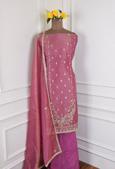Shimmer Onion Pink Unstitched Suit