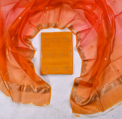 Khadi Silk Orange Unstitched Suit