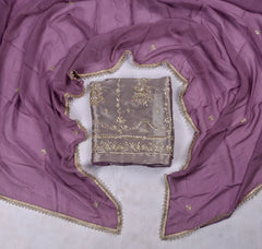 Giraffe Shimmer Purple Unstitched Suit