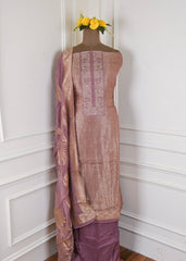 Banarasi Silk Golden Unstitched Suit