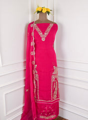 Organza Pink Unstitched Suit