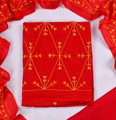 Mul Mul Red Phulkari Suit