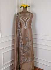 Glass Shimmer Brown Unstitched Suit