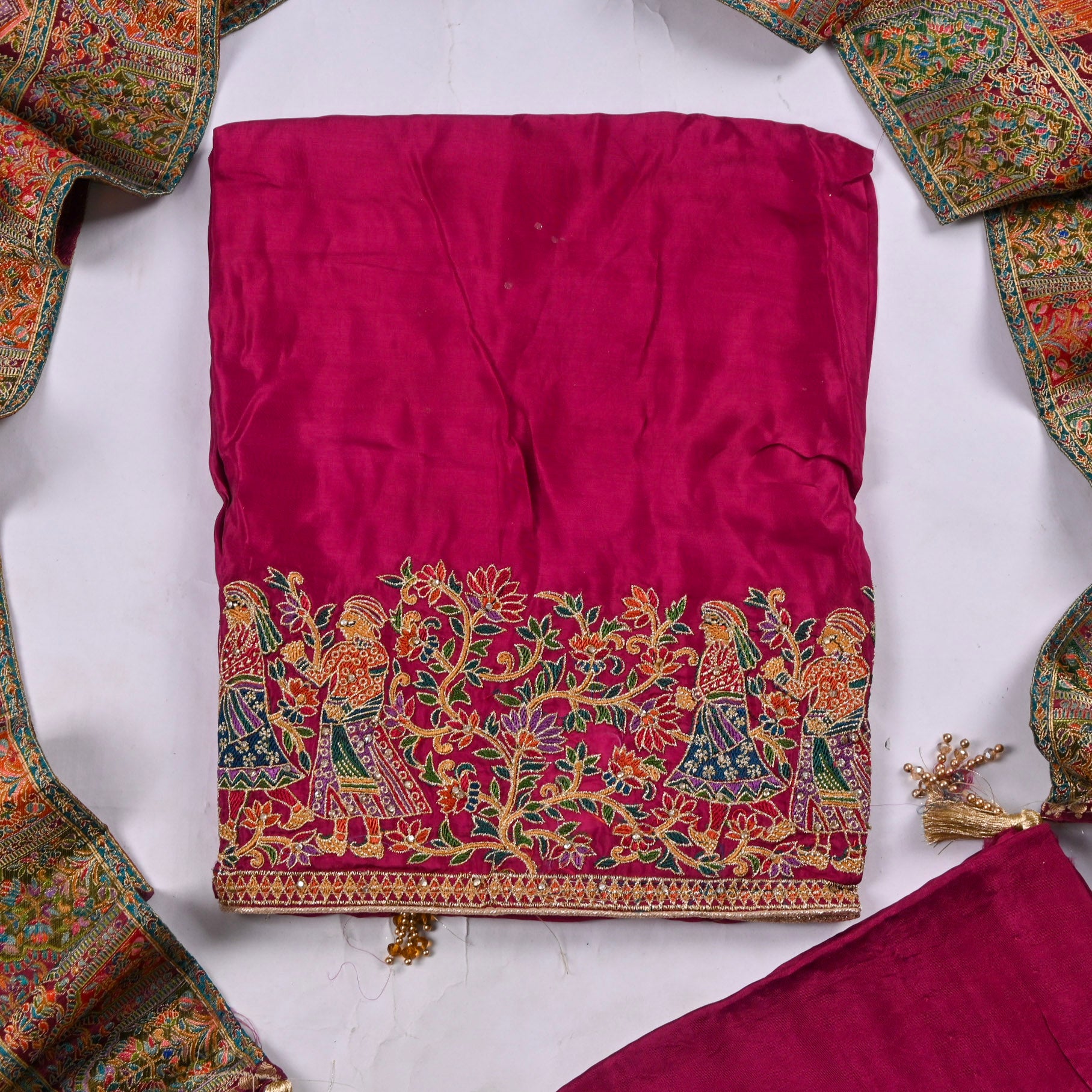 Crepe Silk Wine Unstitched Suit