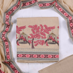 Mul Cotton Beige Unstitched Suit