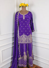 Crepe Purple Lehenga Suit
