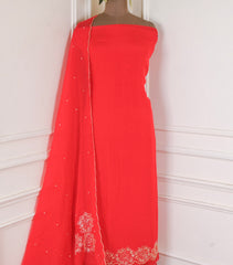 Organza Pink Unstitched Suit
