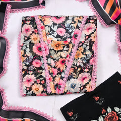 Twill Cotton pink Unstitched Suit