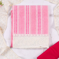 Chanderi Silk Pink Unstitched Suit