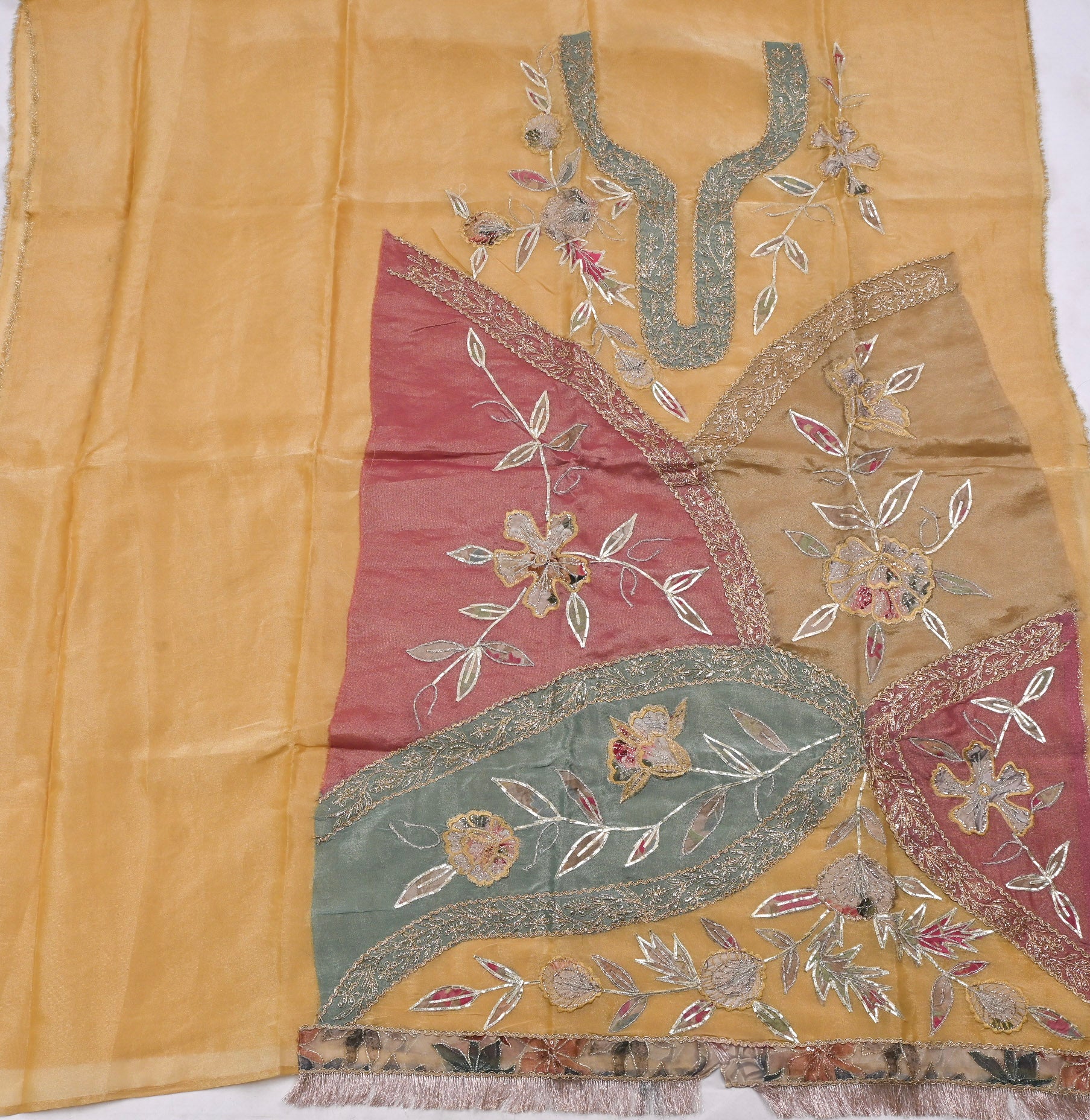 Organza Mustard Yellow Unstitched Suit