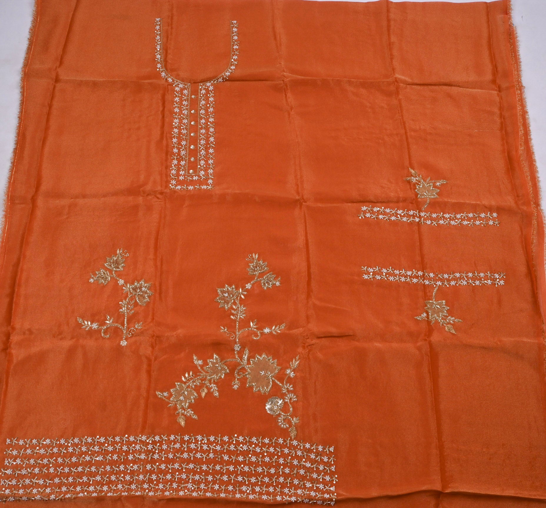 Glass Shimmer Orange Unstitched Suit