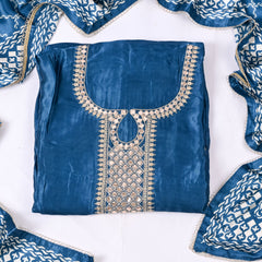 Gavadin Silk Blue Unstitched Suit